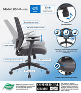 Boss Mesh Back Task Chair, Black (B6044AM-BK) Each