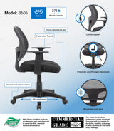 Boss Commercial Grade Mesh Task Chair w/T-Arms (B606) Each