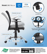 Boss Budget Mesh Task Chair w/T-Arms (B6116C-CS) Each