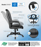 Boss Executive Leather Plus Chair w/Padded Arm (B7601) Each