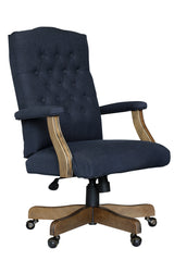 Boss Executive Navy Commercial Grade Linen Chair With Driftwood Finish Frame (B905DW-NV) Each