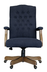 Boss Executive Navy Commercial Grade Linen Chair With Driftwood Finish Frame (B905DW-NV) Each