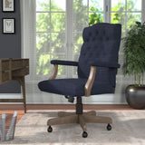Boss Executive Navy Commercial Grade Linen Chair With Driftwood Finish Frame (B905DW-NV) Each