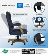 Boss Executive Navy Commercial Grade Linen Chair With Driftwood Finish Frame (B905DW-NV) Each