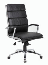 Boss Executive Caressoftplus Vinyl Chair with Metal Chrome Finish, Black (B9471-BK) Each