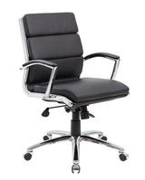 Boss Executive CaressoftPlus Chair with Metal Chrome Finish, Mid Back, Black (B9476-BK) Each