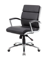 Boss Executive CaressoftPlus Chair with Metal Chrome Finish, Mid Back, Black (B9476-BK) Each