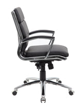 Boss Executive CaressoftPlus Chair with Metal Chrome Finish, Mid Back, Black (B9476-BK) Each