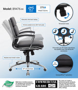 Boss Executive CaressoftPlus Chair with Metal Chrome Finish, Mid Back, Black (B9476-BK) Each