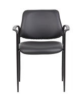 Boss Square Back Diamond Stacking Chair w/Arm In Black Caressoft (B9503-CS) Each