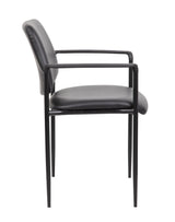 Boss Square Back Diamond Stacking Chair w/Arm In Black Caressoft (B9503-CS) Each