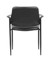 Boss Square Back Diamond Stacking Chair w/Arm In Black Caressoft (B9503-CS) Each