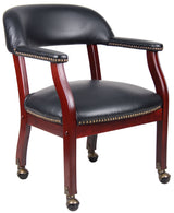 Boss Captain's Guest, Accent or Dining Chair in Black Vinyl w/Casters (B9545-BK) Each