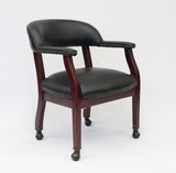 Boss Captain's Guest, Accent or Dining Chair in Black Vinyl w/Casters (B9545-BK) Each