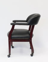 Boss Captain's Guest, Accent or Dining Chair in Black Vinyl w/Casters (B9545-BK) Each