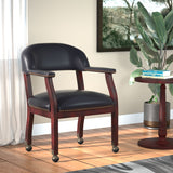Boss Captain's Guest, Accent or Dining Chair in Black Vinyl w/Casters (B9545-BK) Each