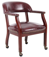 Boss Captain's Guest, Accent or Dining Chair in Burgundy Vinyl w/Casters (B9545-BY) Each