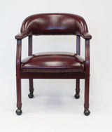 Boss Captain's Guest, Accent or Dining Chair in Burgundy Vinyl w/Casters (B9545-BY) Each
