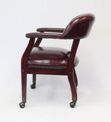 Boss Captain's Guest, Accent or Dining Chair in Burgundy Vinyl w/Casters (B9545-BY) Each