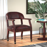 Boss Captain's Guest, Accent or Dining Chair in Burgundy Vinyl w/Casters (B9545-BY) Each