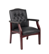 Boss Traditional Black Caressoft Guest, Accent or Dining Chair w/Mahogany Finish (B959-BK) Each