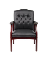 Boss Traditional Black Caressoft Guest, Accent or Dining Chair w/Mahogany Finish (B959-BK) Each
