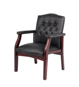 Boss Traditional Black Caressoft Guest, Accent or Dining Chair w/Mahogany Finish (B959-BK) Each