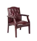 Boss Traditional Oxblood Vinyl Guest, Accent or Dining Chair w/Mahogany Finish (B959-BY) Each