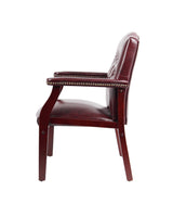 Boss Traditional Oxblood Vinyl Guest, Accent or Dining Chair w/Mahogany Finish (B959-BY) Each