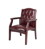 Boss Traditional Oxblood Vinyl Guest, Accent or Dining Chair w/Mahogany Finish (B959-BY) Each