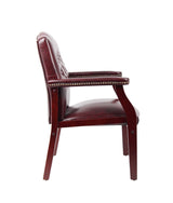Boss Traditional Oxblood Vinyl Guest, Accent or Dining Chair w/Mahogany Finish (B959-BY) Each
