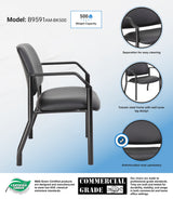 Boss Mid Back Guest Chair, 500 lb Capacity, Antimicrobial Vinyl, Black (B9591AM-BK-500) Each