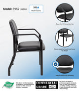 Boss Mid Back Guest Chair, 300 lb Capacity, Antimicrobial Vinyl, Black (B9591AM-BK) Each