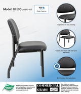 Boss Mid Back Armless Guest Chair, 400 lb capacity, Antimicrobial Vinyl, Black (B9595AM-BK-400) Each