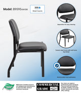 Boss Mid Back Armless Guest Chair, 300 lb capacity, Antimicrobial Vinyl, Black (B9595AM-BK) Each