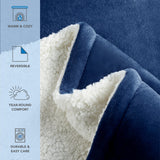 Arkwright Home® Host & Home Plush to Sherpa Bed Blanket Queen Navy, 4/Case (BLKT-PF-9090-NV) Case of 4