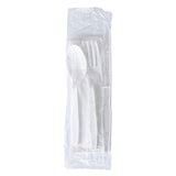 Boardwalk® Four-Piece Cutlery Kit, Fork/Knife/Napkin/Teaspoon, Mediumweight, Polystyrene, White, 250/Carton (BWK4KITWHPS) Case of 250