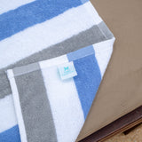 Hospeco® Cabo Cabana Beach Towel 30x70 Grey/Navy, 24/Case (HOSCABOCABANA-GY-NV-CS) Case of 24