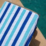 Hospeco® Cabo Cabana Beach Towel 30x70 Navy/Blue, 4/Pack (CABOCABANA-NV/BL) Pack of 4