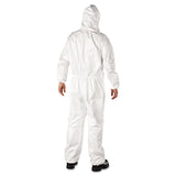 Dupont Tyvek® 400 Coverall, Serged Seams, Attached Hood, Elastic Waist, Elastic Wrists and Ankles, Front Zip, Storm Flap, White, XL (DUPTY127SXL) Case of 25