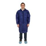 Safety Zone® PolyLite® Lab Coat w/ Pockets, Snap Front & Elastic Wrists, Navy Blue, 30/Case, Large (SZNM1734B-L-EW) Case of 30