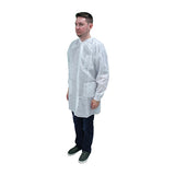 Safety Zone® ProMax® II Lab Coat w/ Pockets, Snap Front, Knit Cuffs & Collar, White, 30/Case, 2XL (SZNM1740-2X) Case of 30