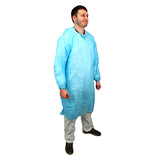 Safety Zone® ProGuard® CPE Isolation Gowns, Long Sleeves, Elastic Wrists, 1.75 Mil, Blue, 50/Bag, 2 Bags/Case, 45" Long (SZNMCPE-45B-EW) Case of 100