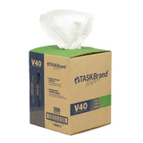 TASKBrand® V40 Value Series Wipers, DRC, White, 10"x11.5", Heavy Duty, Centerpull GrabBox®, 200/Roll, 1 rl/Box, 8 bxs/Case (N-V040CGW-8) Case of 8 Rolls