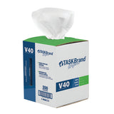 TASKBrand® V40 Value Series Wipers, DRC, White, 10"x11.5", Heavy Duty, Centerpull GrabBox®, 200/Roll, 1 rl/Box, 8 bxs/Case (N-V040CGW-8) Case of 8 Rolls