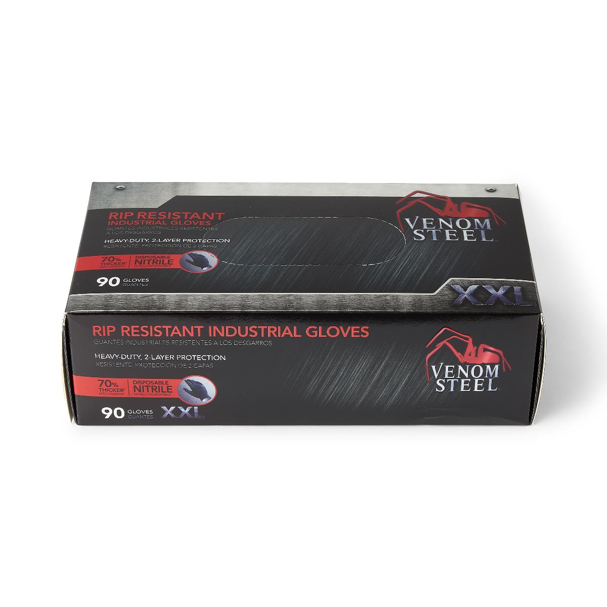 Venom Steel Disposable Two-Layer Nitrile Gloves, Black/White, Size 2XL ...