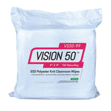 High-Tech Conversions VISION 50™ Non-Sterile Polyester ESD Cleanroom Wipes, Heavy Weight (140 GSM), 9"x9", 150/Bag, 12 Bags/Case (HOSVS50-99) Case of 1800