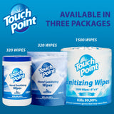 Touch Point® Touch Point® Hand Sanitizing Wipes Canister, 6.7"x6.75", 320/Canister (HOSPNPWS320HS) 1 Roll