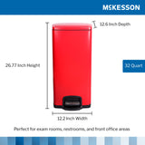 McKesson Trash Can 32 Quart / 8 gal. Red Metal Square (1223682_EA) 1/EA