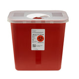 SharpSafety™ Sharps Container Red Base 10 H X 10-1/2 W X 7-1/4 D Inch Vertical Entry 2 Gallon (138112_CS) 20/CS
